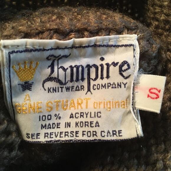 Empire Vintage 70's Taupe 100% Acrylic Knit Roll Neck Sweater Top S - Picture 6 of 6